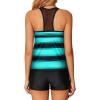imageHolipick Two Piece Tankini Bathing Suits for Women Swim Tankini Top with Shorts Athletic Tummy Control SwimsuitsBlack Green Striped