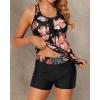 imageHolipick Two Piece Tankini Bathing Suits for Women Swim Tankini Top with Shorts Athletic Tummy Control SwimsuitsFloral