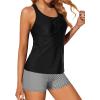 imageHolipick Two Piece Tankini Bathing Suits for Women Swim Tankini Top with Shorts Athletic Tummy Control SwimsuitsGreen Stripe