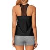 imageHolipick Two Piece Tankini Bathing Suits for Women Swim Tankini Top with Shorts Athletic Tummy Control SwimsuitsGreen Stripe