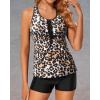 imageHolipick Two Piece Tankini Bathing Suits for Women Swim Tankini Top with Shorts Athletic Tummy Control SwimsuitsLeopard