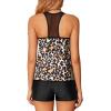 imageHolipick Two Piece Tankini Bathing Suits for Women Swim Tankini Top with Shorts Athletic Tummy Control SwimsuitsLeopard