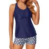 imageHolipick Two Piece Tankini Bathing Suits for Women Swim Tankini Top with Shorts Athletic Tummy Control SwimsuitsNavy Blue