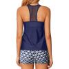 imageHolipick Two Piece Tankini Bathing Suits for Women Swim Tankini Top with Shorts Athletic Tummy Control SwimsuitsNavy Blue