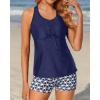 imageHolipick Two Piece Tankini Bathing Suits for Women Swim Tankini Top with Shorts Athletic Tummy Control SwimsuitsNavy Blue