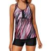 imageHolipick Two Piece Tankini Bathing Suits for Women Swim Tankini Top with Shorts Athletic Tummy Control SwimsuitsPink Striped