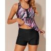 imageHolipick Two Piece Tankini Bathing Suits for Women Swim Tankini Top with Shorts Athletic Tummy Control SwimsuitsPink Striped