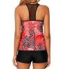 imageHolipick Two Piece Tankini Bathing Suits for Women Swim Tankini Top with Shorts Athletic Tummy Control SwimsuitsRed