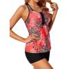 imageHolipick Two Piece Tankini Bathing Suits for Women Swim Tankini Top with Shorts Athletic Tummy Control SwimsuitsRed