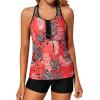 imageHolipick Two Piece Tankini Bathing Suits for Women Swim Tankini Top with Shorts Athletic Tummy Control SwimsuitsRed