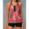 imageHolipick Two Piece Tankini Bathing Suits for Women Swim Tankini Top with Shorts Athletic Tummy Control SwimsuitsRed