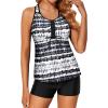 imageHolipick Two Piece Tankini Bathing Suits for Women Swim Tankini Top with Shorts Athletic Tummy Control SwimsuitsWhite and Black