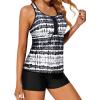 imageHolipick Two Piece Tankini Bathing Suits for Women Swim Tankini Top with Shorts Athletic Tummy Control SwimsuitsWhite and Black