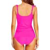 imageHolipick Two Piece Tankini Swimsuits for Women Tummy Control Bathing Suit Ruffle V Neck Tankini Top with Bikini BottomHot Pink