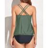 imageHolipick Two Piece Tankini Swimsuits for Women Tummy Control Bathing Suits Athletic Blouson Tankini Top with Bikini BottomArmy Green