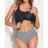 imageHolipick Two Piece Tankini Swimsuits for Women Tummy Control Bathing Suits Athletic Blouson Tankini Top with Bikini BottomBlack Striped