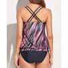 imageHolipick Two Piece Tankini Swimsuits for Women Tummy Control Bathing Suits Athletic Blouson Tankini Top with Bikini BottomPink Striped