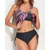 imageHolipick Two Piece Tankini Swimsuits for Women Tummy Control Bathing Suits Athletic Blouson Tankini Top with Bikini BottomPink Striped