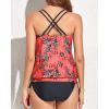 imageHolipick Two Piece Tankini Swimsuits for Women Tummy Control Bathing Suits Athletic Blouson Tankini Top with Bikini BottomRed Floral