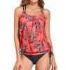 imageHolipick Two Piece Tankini Swimsuits for Women Tummy Control Bathing Suits Athletic Blouson Tankini Top with Bikini BottomRed Floral