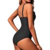 imageHolipick Women High Neck One Piece Swimsuit Mesh Bathing Suit Full Coverage SwimwearBlack