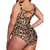 imageHolipick Womens Plus Size One Piece Swimsuits Tummy Control Bathing Suits Sporty SwimwearLeopard