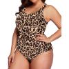 imageHolipick Womens Plus Size One Piece Swimsuits Tummy Control Bathing Suits Sporty SwimwearLeopard