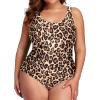 imageHolipick Womens Plus Size One Piece Swimsuits Tummy Control Bathing Suits Sporty SwimwearLeopard