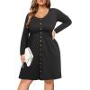 imageHolipick Womens Plus Size Summer Dresses for Women Casual Dress with Pockets ALine Swing Button Down Sleeveless V NeckLong Sleeve Black