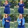imageHolipick Womens Plus Size Summer Dresses for Women Casual Dress with Pockets ALine Swing Button Down Sleeveless V NeckLong Sleeve Navy Blue