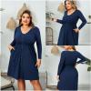 imageHolipick Womens Plus Size Summer Dresses for Women Casual Dress with Pockets ALine Swing Button Down Sleeveless V NeckLong Sleeve Navy Blue