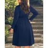 imageHolipick Womens Plus Size Summer Dresses for Women Casual Dress with Pockets ALine Swing Button Down Sleeveless V NeckLong Sleeve Navy Blue