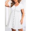imageHolipick Womens Plus Size Summer Dresses for Women Casual Dress with Pockets ALine Swing Button Down Sleeveless V NeckWhite Short Sleeve
