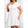 imageHolipick Womens Plus Size Summer Dresses for Women Casual Dress with Pockets ALine Swing Button Down Sleeveless V NeckWhite Short Sleeve