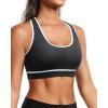 imageHolipick Womens Sports Bra Bikini Tops Racerback Swim Top Scoop Neck Bathing Suits Top Modest Padded Crop Tops Swimsuit OnlyBlackwhite