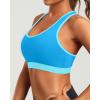 imageHolipick Womens Sports Bra Bikini Tops Racerback Swim Top Scoop Neck Bathing Suits Top Modest Padded Crop Tops Swimsuit OnlyBlue