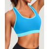 imageHolipick Womens Sports Bra Bikini Tops Racerback Swim Top Scoop Neck Bathing Suits Top Modest Padded Crop Tops Swimsuit OnlyBlue
