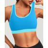 imageHolipick Womens Sports Bra Bikini Tops Racerback Swim Top Scoop Neck Bathing Suits Top Modest Padded Crop Tops Swimsuit OnlyBlue