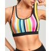 imageHolipick Womens Sports Bra Bikini Tops Racerback Swim Top Scoop Neck Bathing Suits Top Modest Padded Crop Tops Swimsuit OnlyColorful Striped