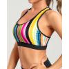 imageHolipick Womens Sports Bra Bikini Tops Racerback Swim Top Scoop Neck Bathing Suits Top Modest Padded Crop Tops Swimsuit OnlyColorful Striped