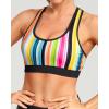 imageHolipick Womens Sports Bra Bikini Tops Racerback Swim Top Scoop Neck Bathing Suits Top Modest Padded Crop Tops Swimsuit OnlyColorful Striped
