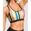 imageHolipick Womens Sports Bra Bikini Tops Racerback Swim Top Scoop Neck Bathing Suits Top Modest Padded Crop Tops Swimsuit OnlyColorful Striped