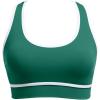 imageHolipick Womens Sports Bra Bikini Tops Racerback Swim Top Scoop Neck Bathing Suits Top Modest Padded Crop Tops Swimsuit OnlyGreenwhite