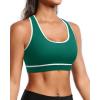 imageHolipick Womens Sports Bra Bikini Tops Racerback Swim Top Scoop Neck Bathing Suits Top Modest Padded Crop Tops Swimsuit OnlyGreenwhite