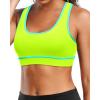 imageHolipick Womens Sports Bra Bikini Tops Racerback Swim Top Scoop Neck Bathing Suits Top Modest Padded Crop Tops Swimsuit OnlyNeon Yellowgreen