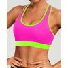 imageHolipick Womens Sports Bra Bikini Tops Racerback Swim Top Scoop Neck Bathing Suits Top Modest Padded Crop Tops Swimsuit OnlyPinkgreen