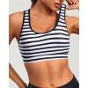 imageHolipick Womens Sports Bra Bikini Tops Racerback Swim Top Scoop Neck Bathing Suits Top Modest Padded Crop Tops Swimsuit OnlyStriped