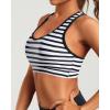 imageHolipick Womens Sports Bra Bikini Tops Racerback Swim Top Scoop Neck Bathing Suits Top Modest Padded Crop Tops Swimsuit OnlyStriped