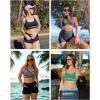 imageHolipick Womens Sports Bra Bikini Tops Racerback Swim Top Scoop Neck Bathing Suits Top Modest Padded Crop Tops Swimsuit OnlyStriped