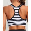 imageHolipick Womens Sports Bra Bikini Tops Racerback Swim Top Scoop Neck Bathing Suits Top Modest Padded Crop Tops Swimsuit OnlyStriped